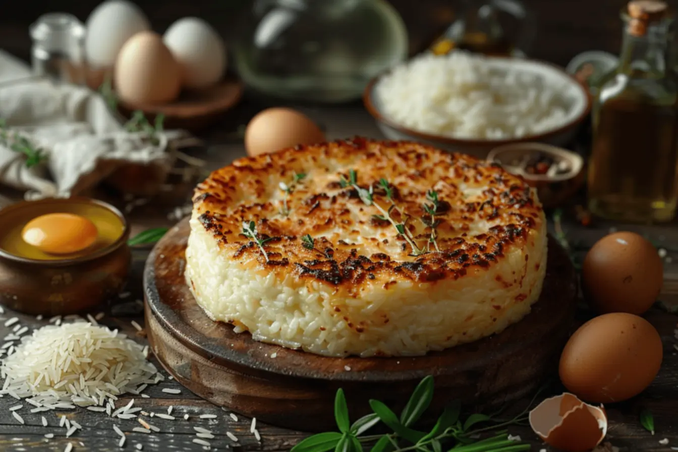 Delicioso bolo de arroz em uma mesa