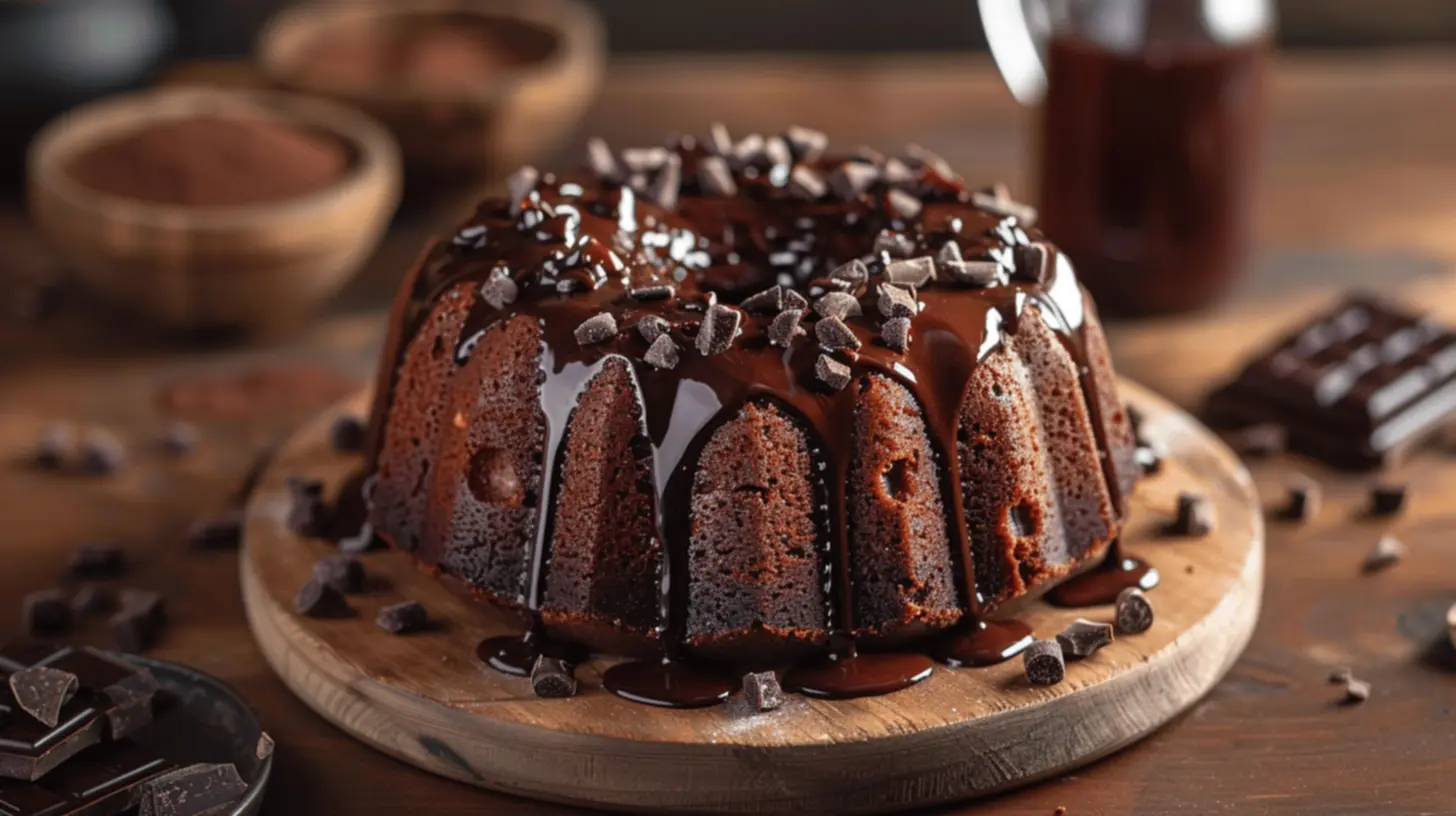 Bolo de cenoura coberto com chocolate