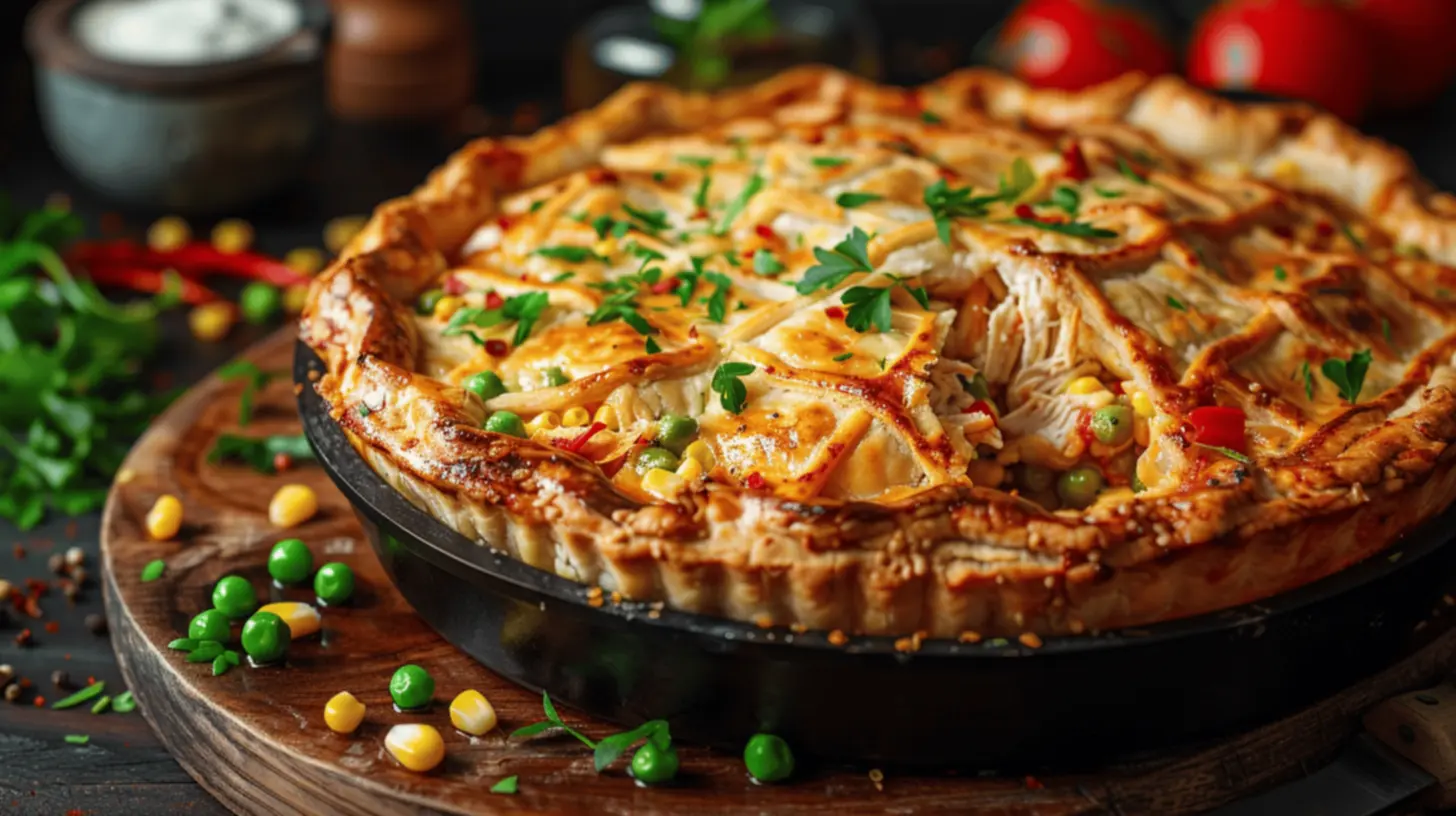 Torta salgada com frango desfiado