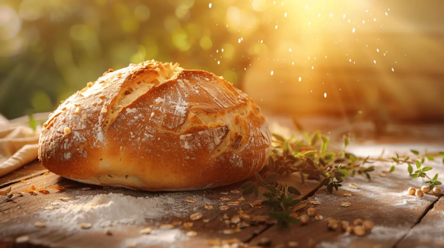 Pão caseiro com ingredientes frescos