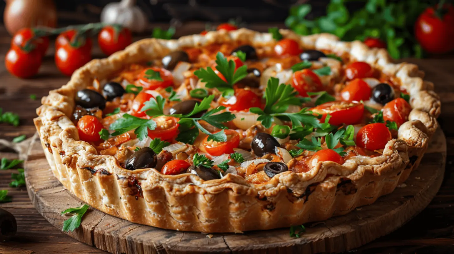 Torta de sardinha pronta a servir