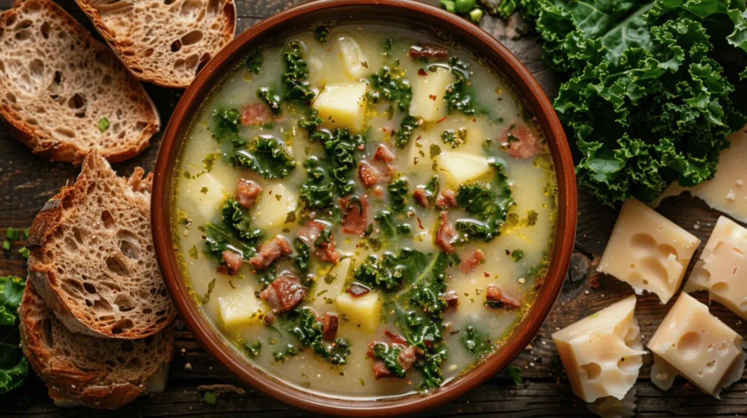 Caldo verde pronto para ser servido