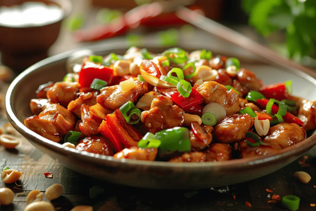 Frango xadrez com ingredientes frescos