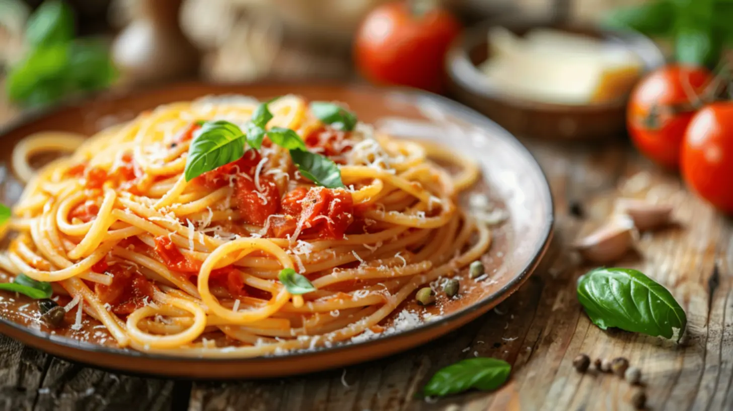 Receita de Macarrão: Com Molho de Tomate Caseiro e Manjericão
