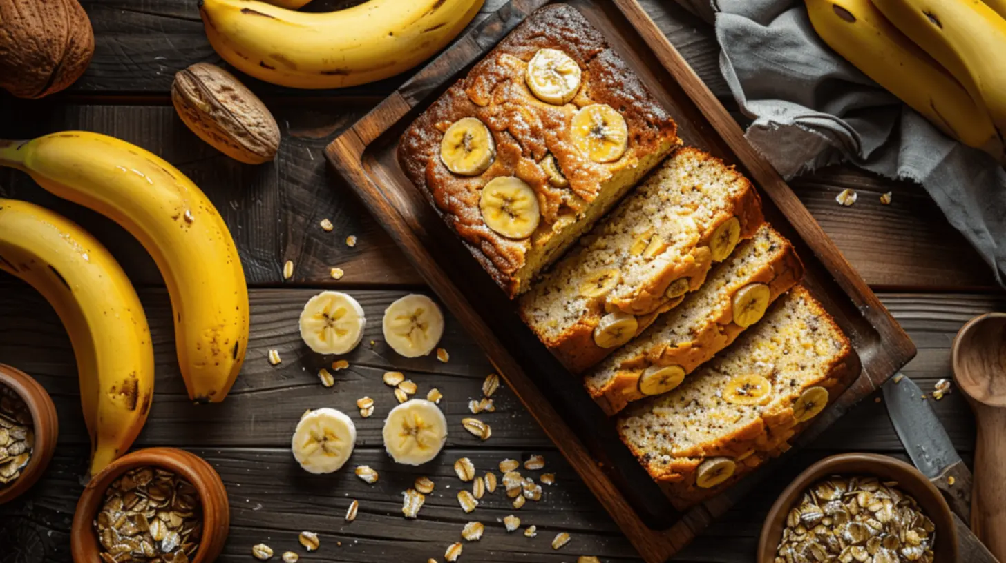 Bolo de aveia e banana fresco