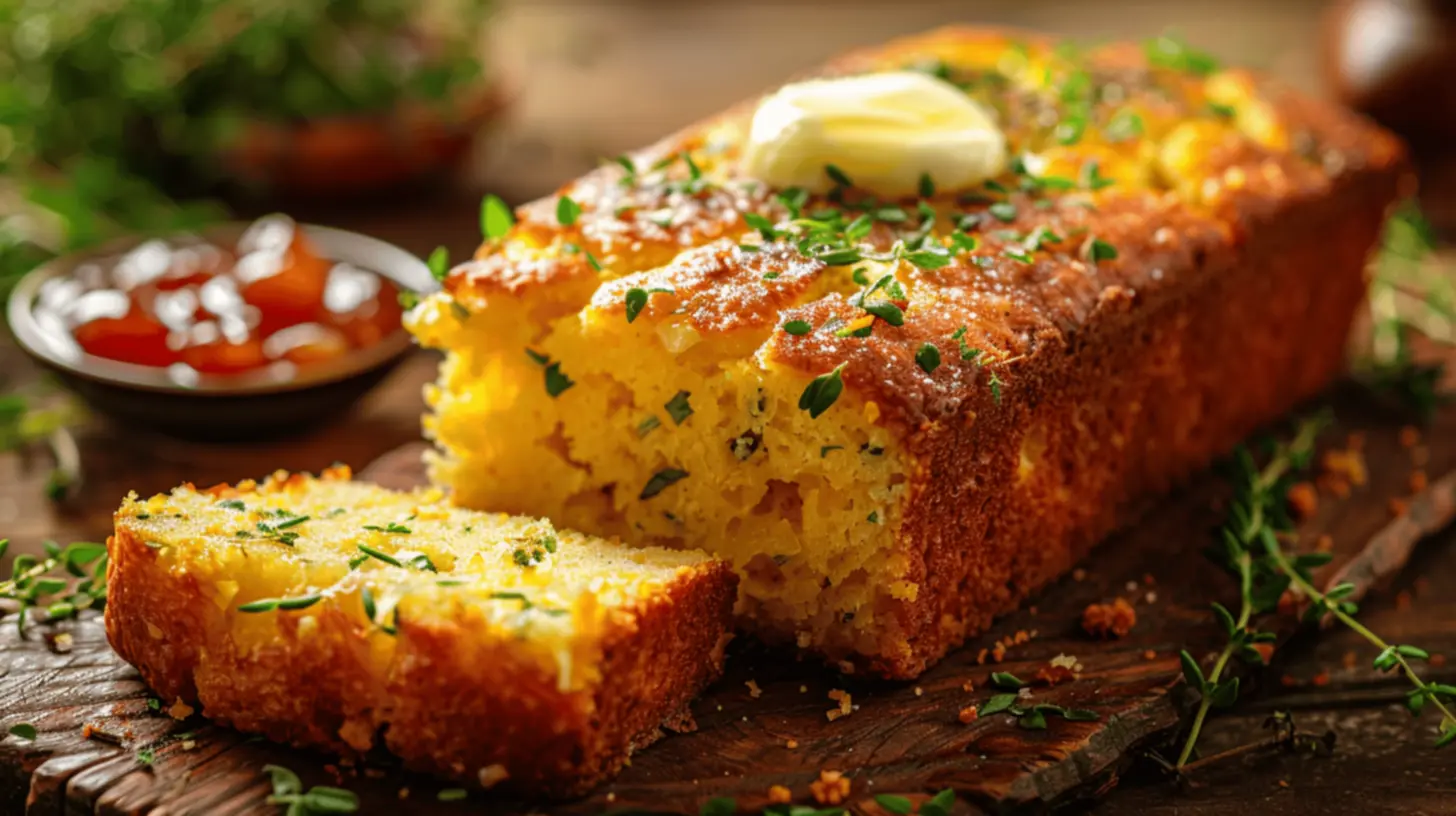 Pão de milho fresco assando no forno