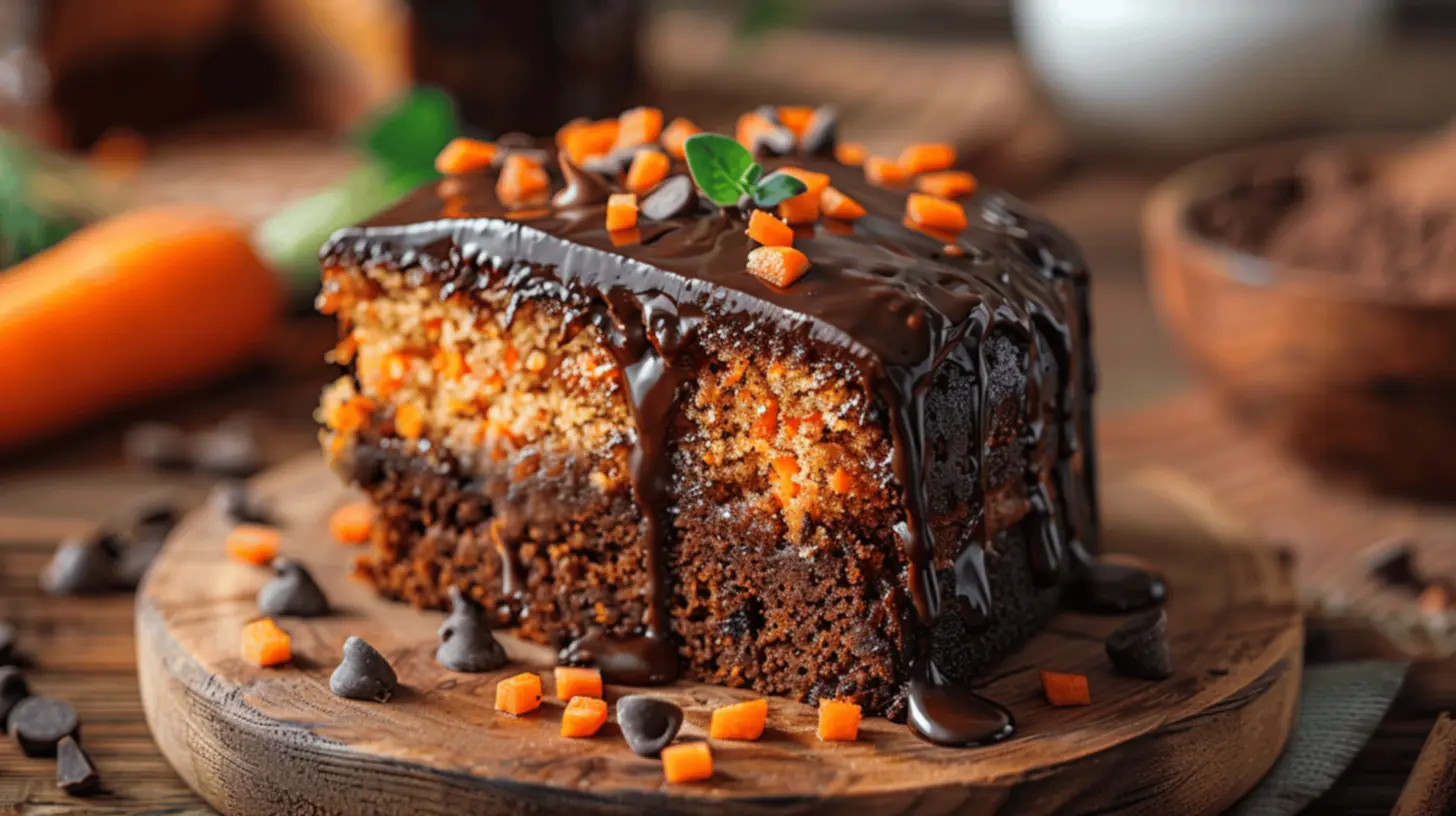 Bolo de cenoura de liquidificador com cobertura de chocolate