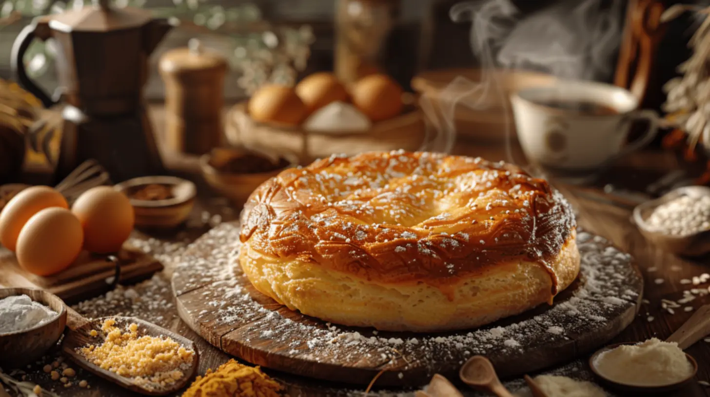Broa de fubá saindo do forno