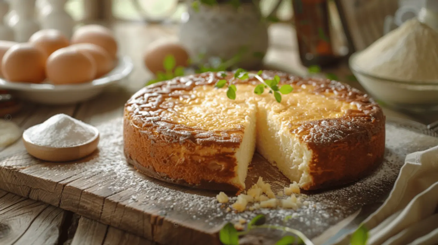 Bolo de macaxeira no forno