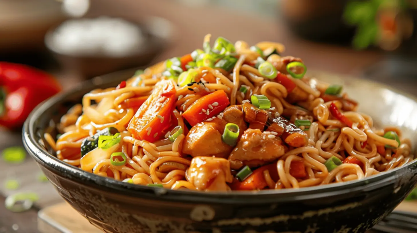 Prato de yakisoba caseiro delicioso