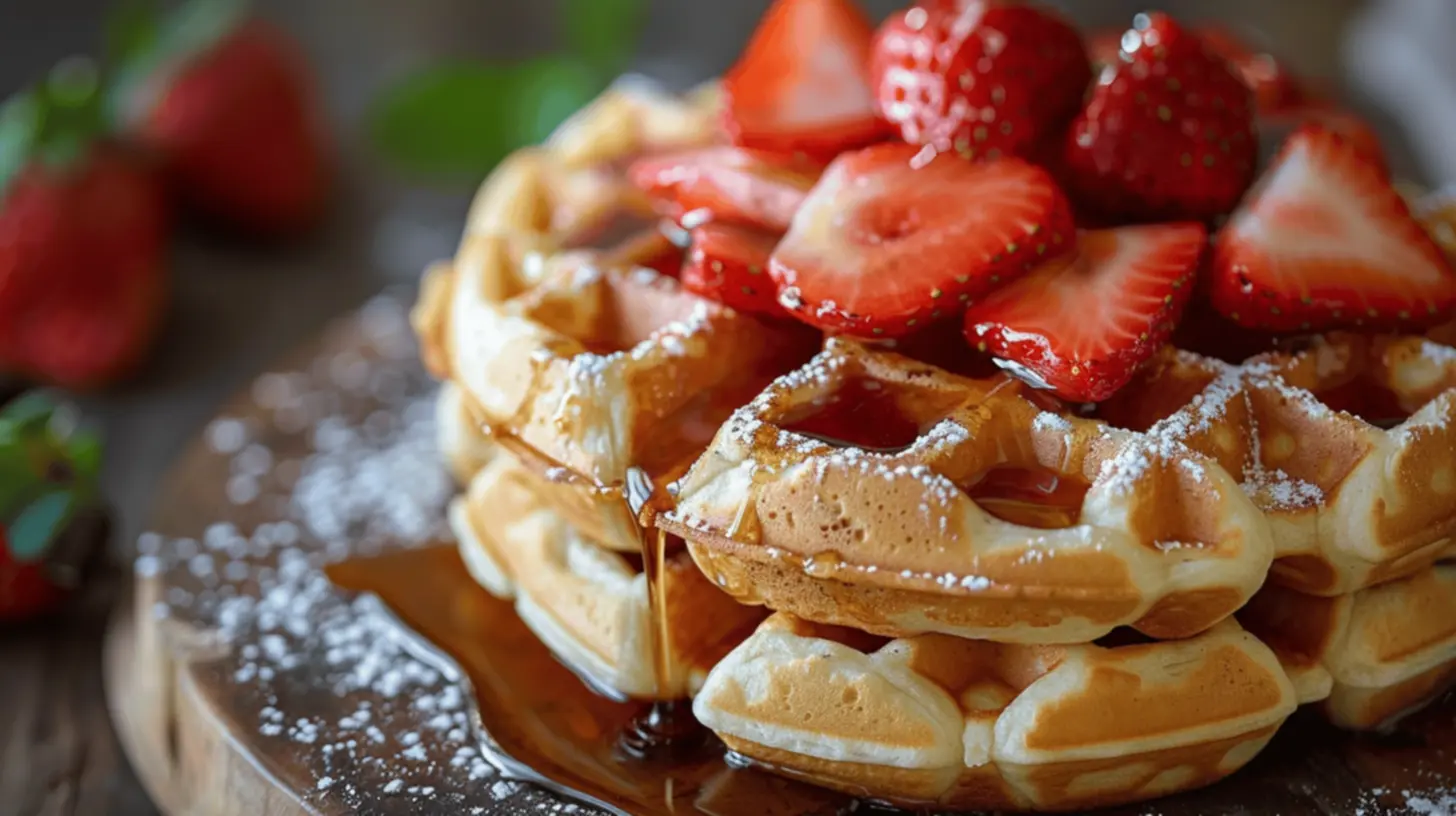 Waffles crocantes na máquina