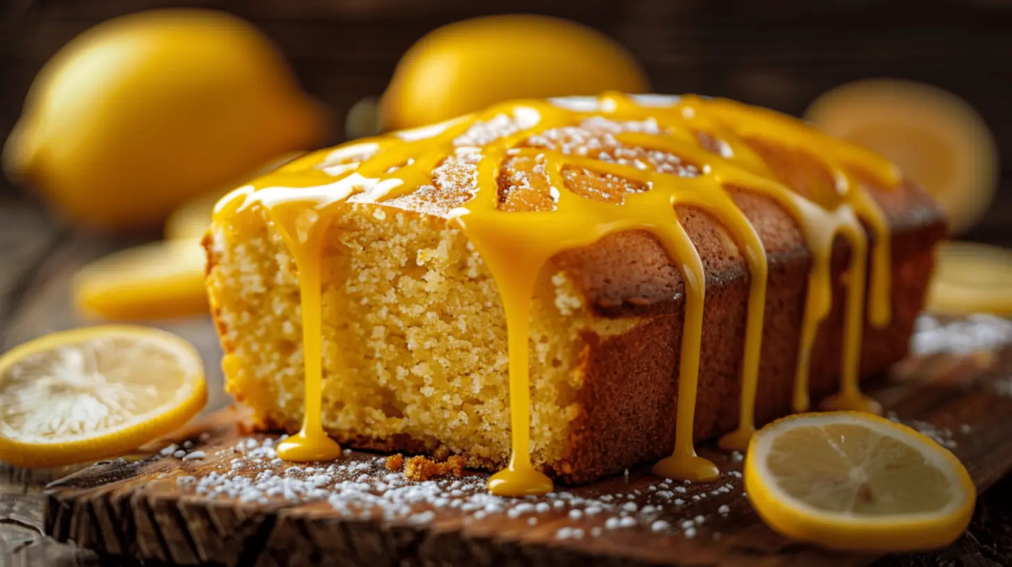 Bolo de limão decorado com açúcar de confeiteiro