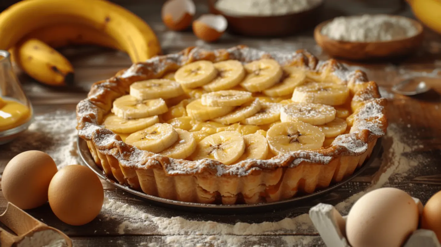 Torta de banana sendo servida com sorvete