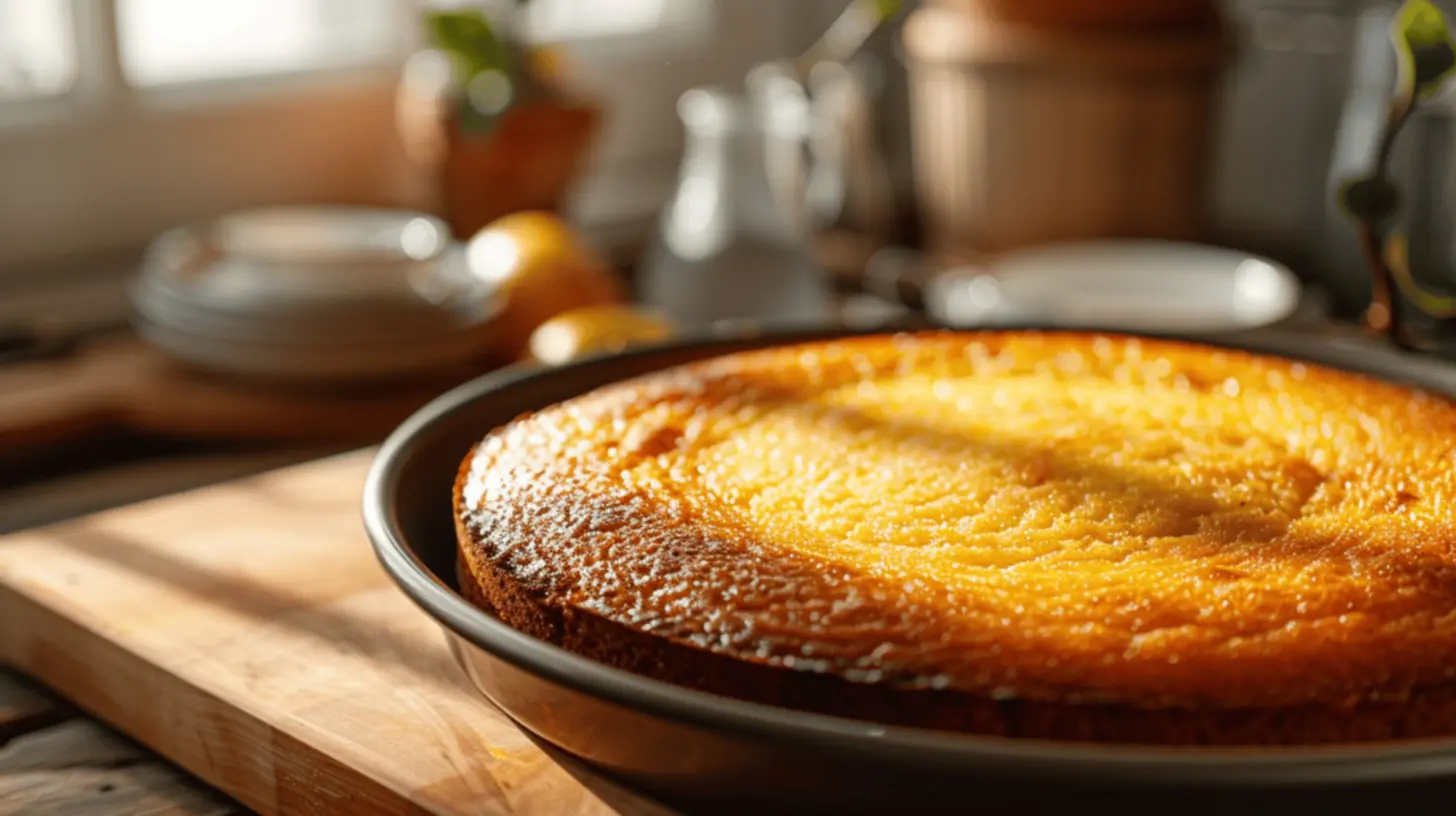 Bolo de fubá cremoso acabado