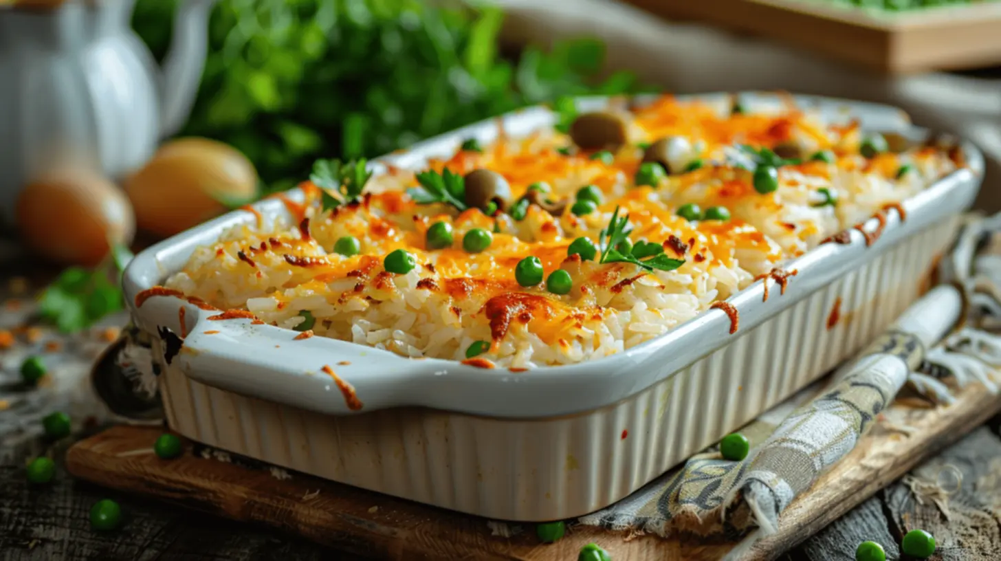 Preparação de arroz ao forno com queijo