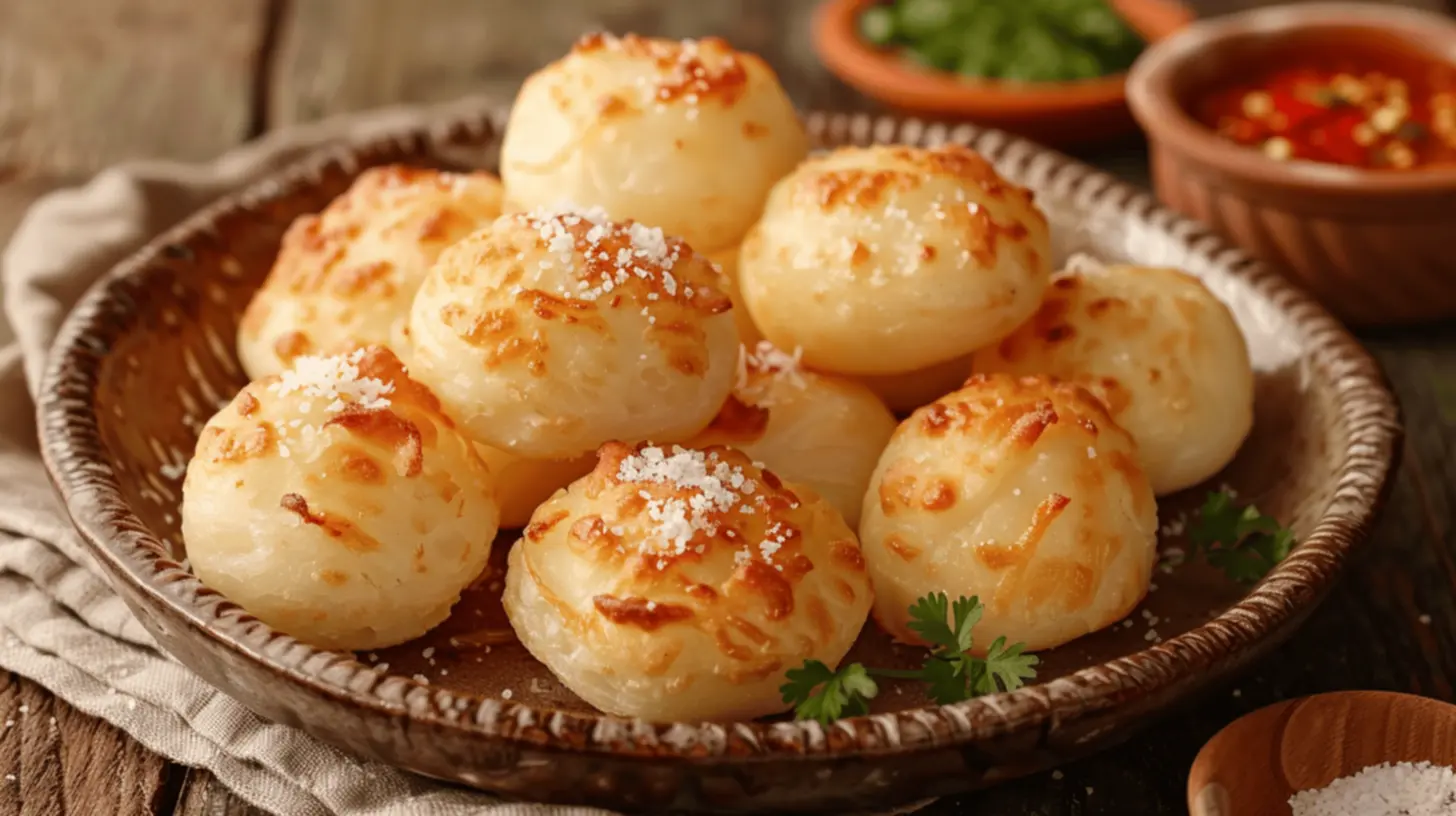 Pães de queijo assando no forno