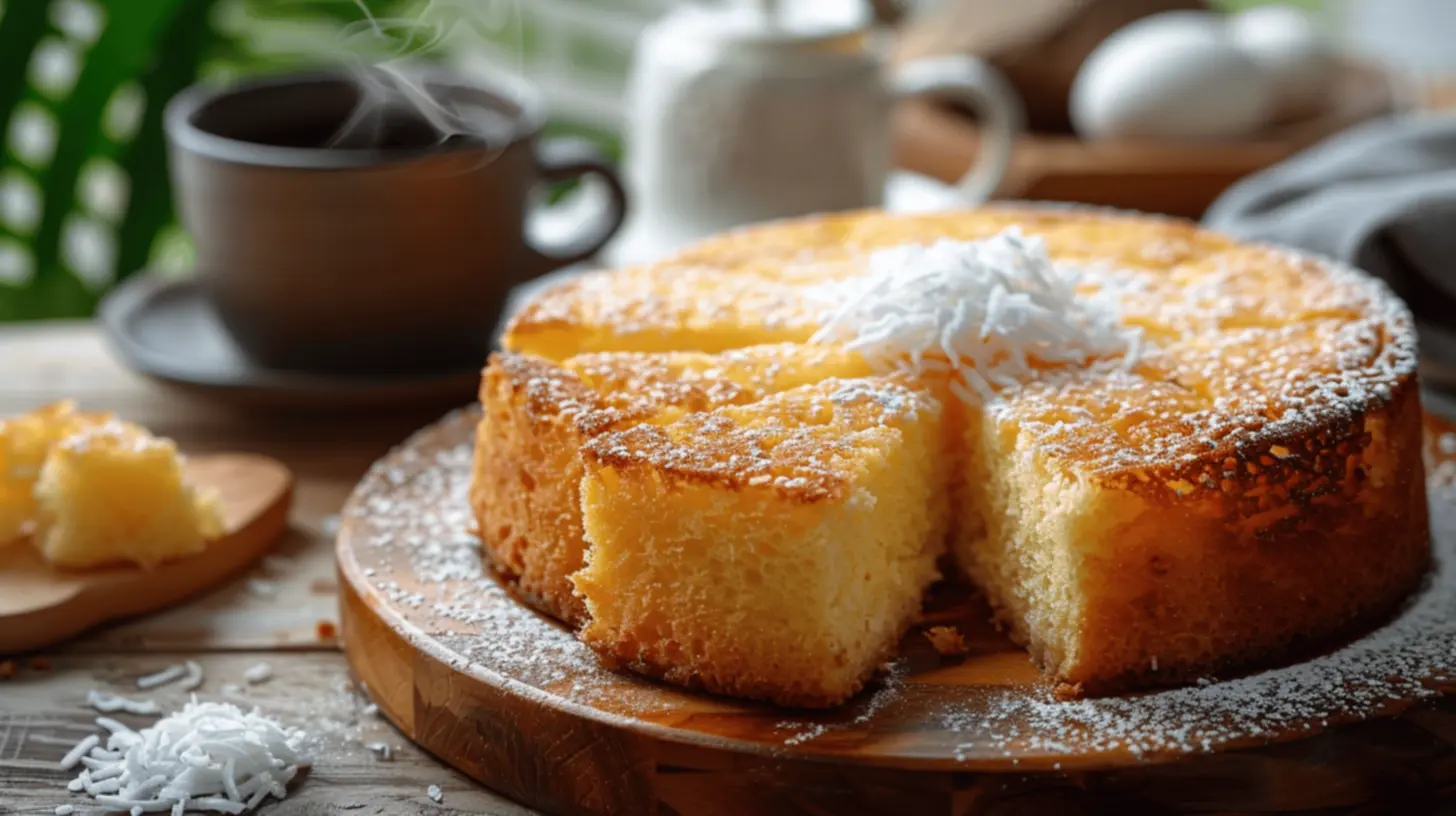 Bolo de Aipim com cobertura de chocolate