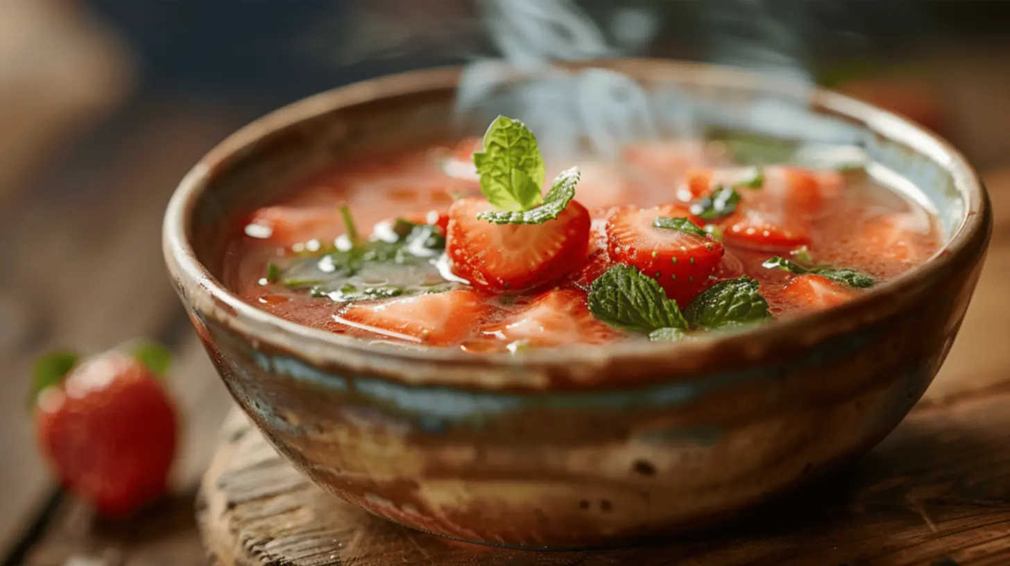 Servindo Caldo do Morango do Amor