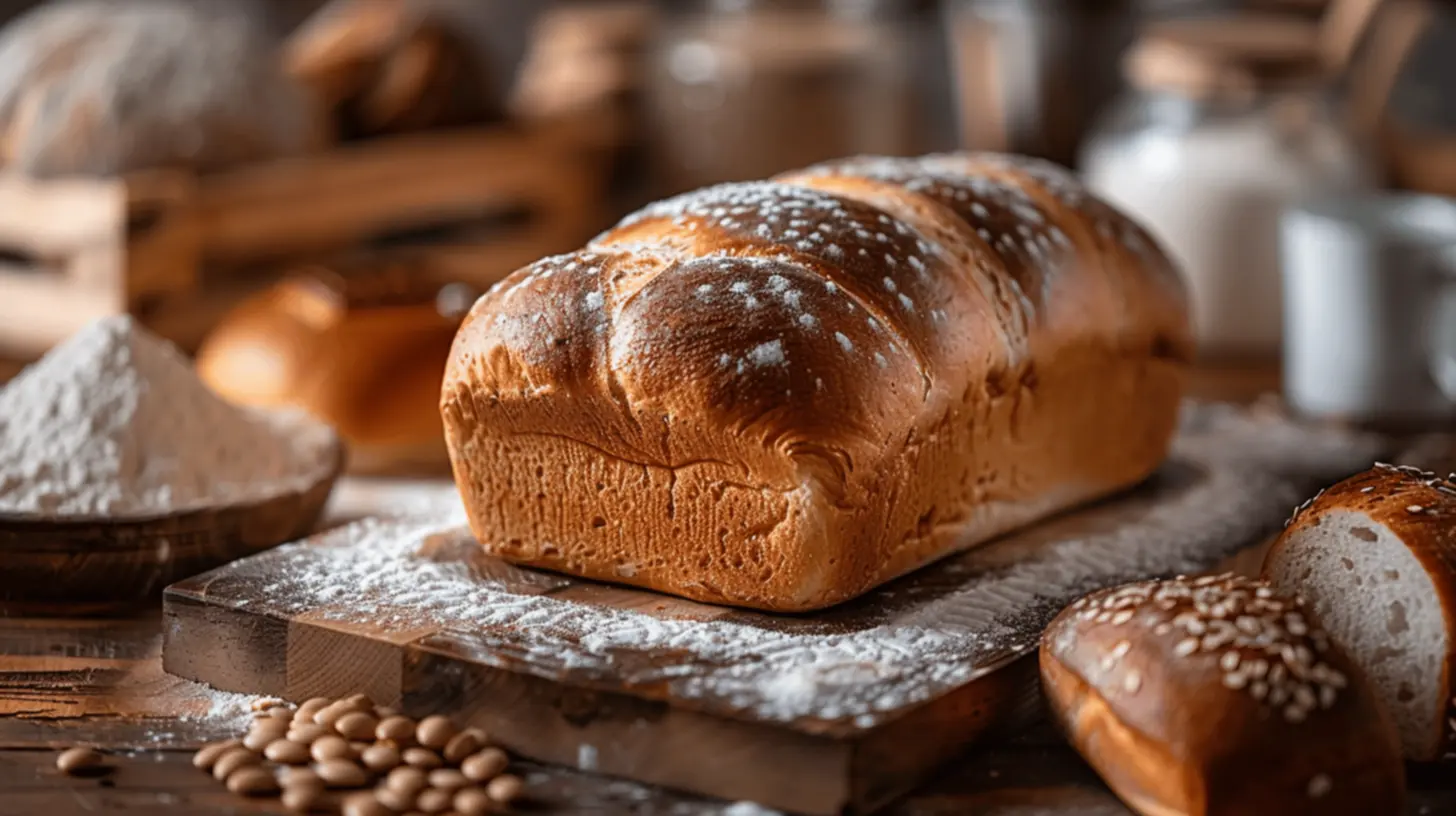 Pão caseiro fofinho assando no forno