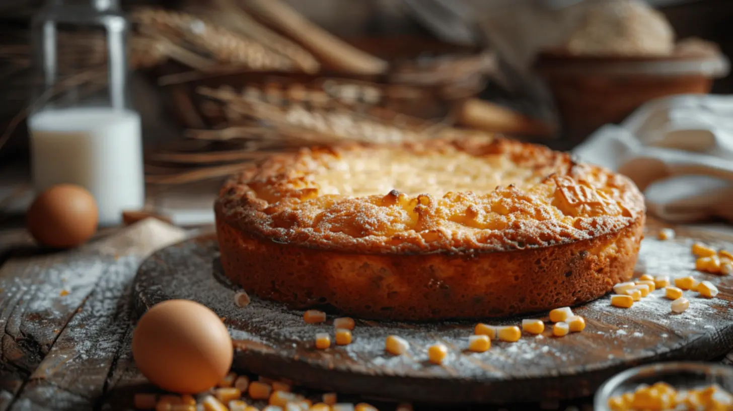 Bolo de fubá com goiabada recém assado
