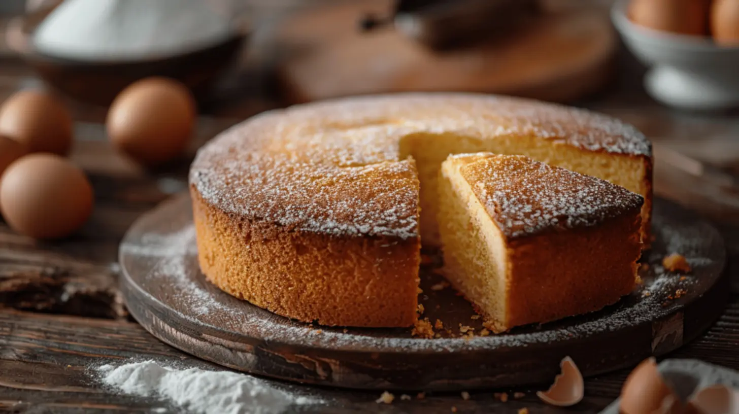 Bolo de fubá servido com café