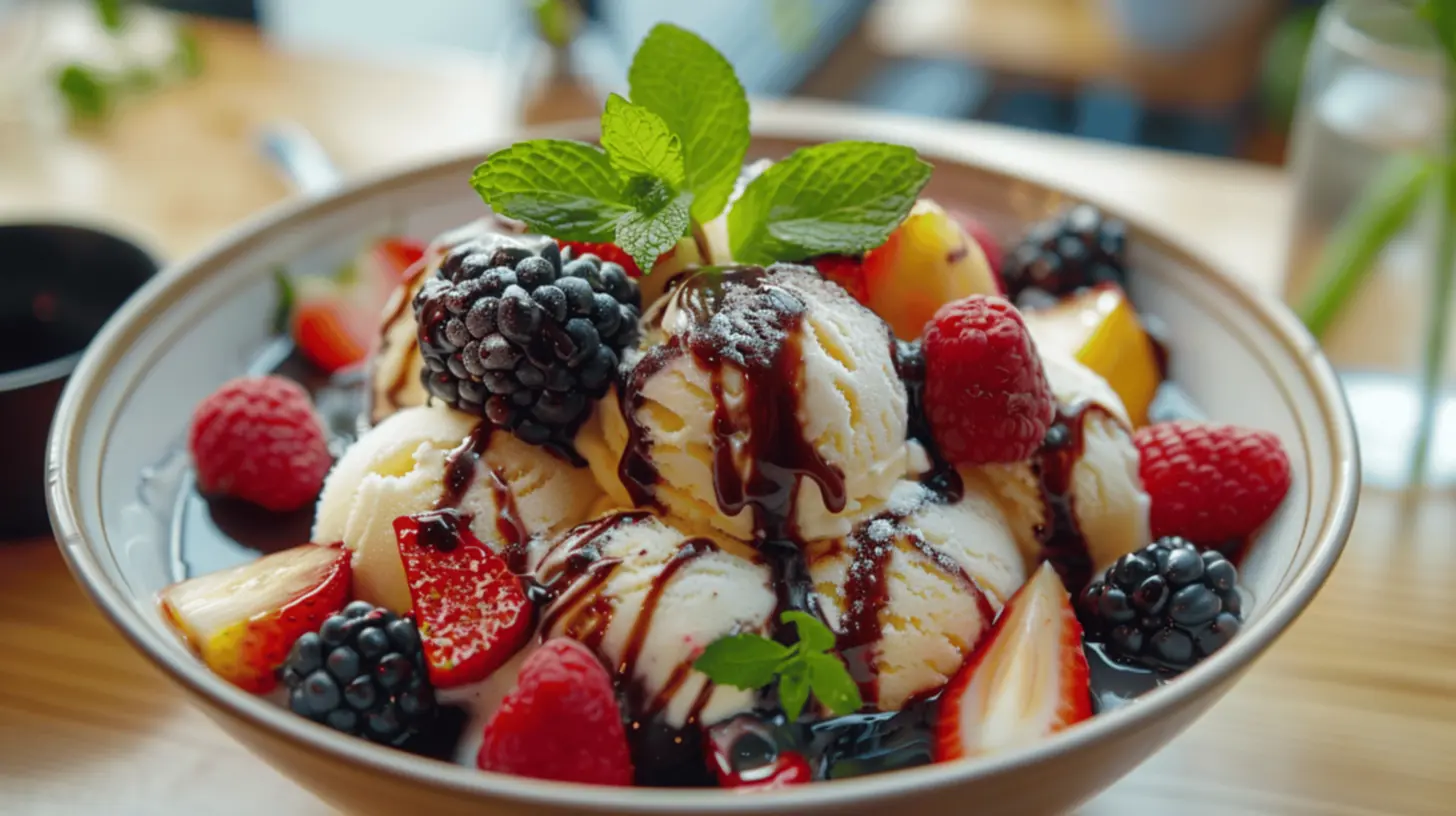 Sorvete caseiro com frutas