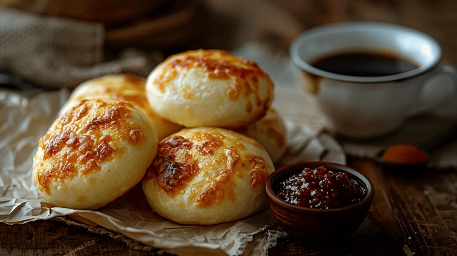 Pão de queijo assando no forno
