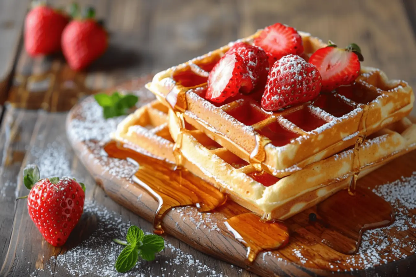 Waffles acabados de fazer