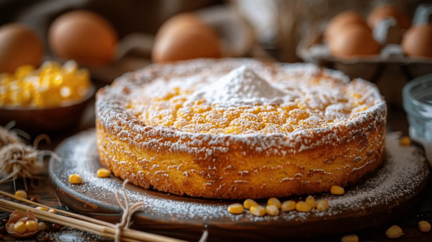 Bolo de milho saindo do forno