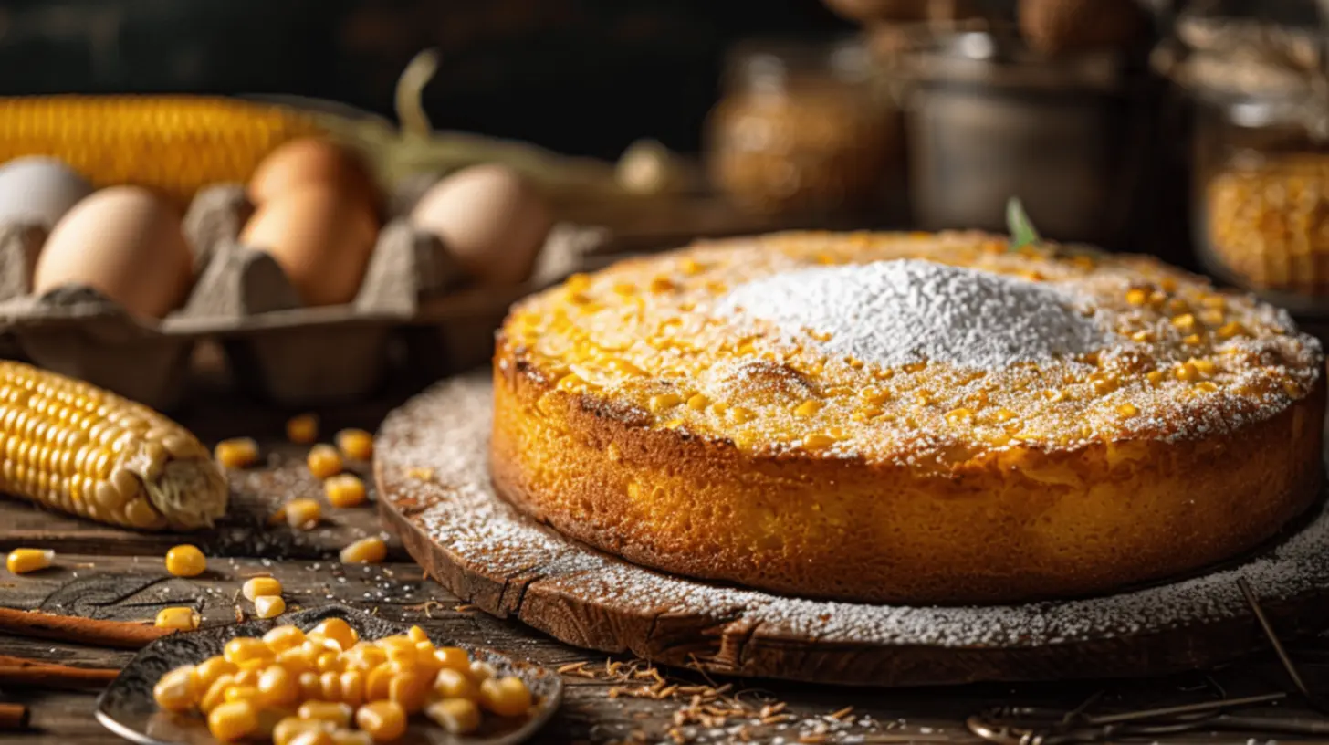 Bolo de milho simples fresco e dourado