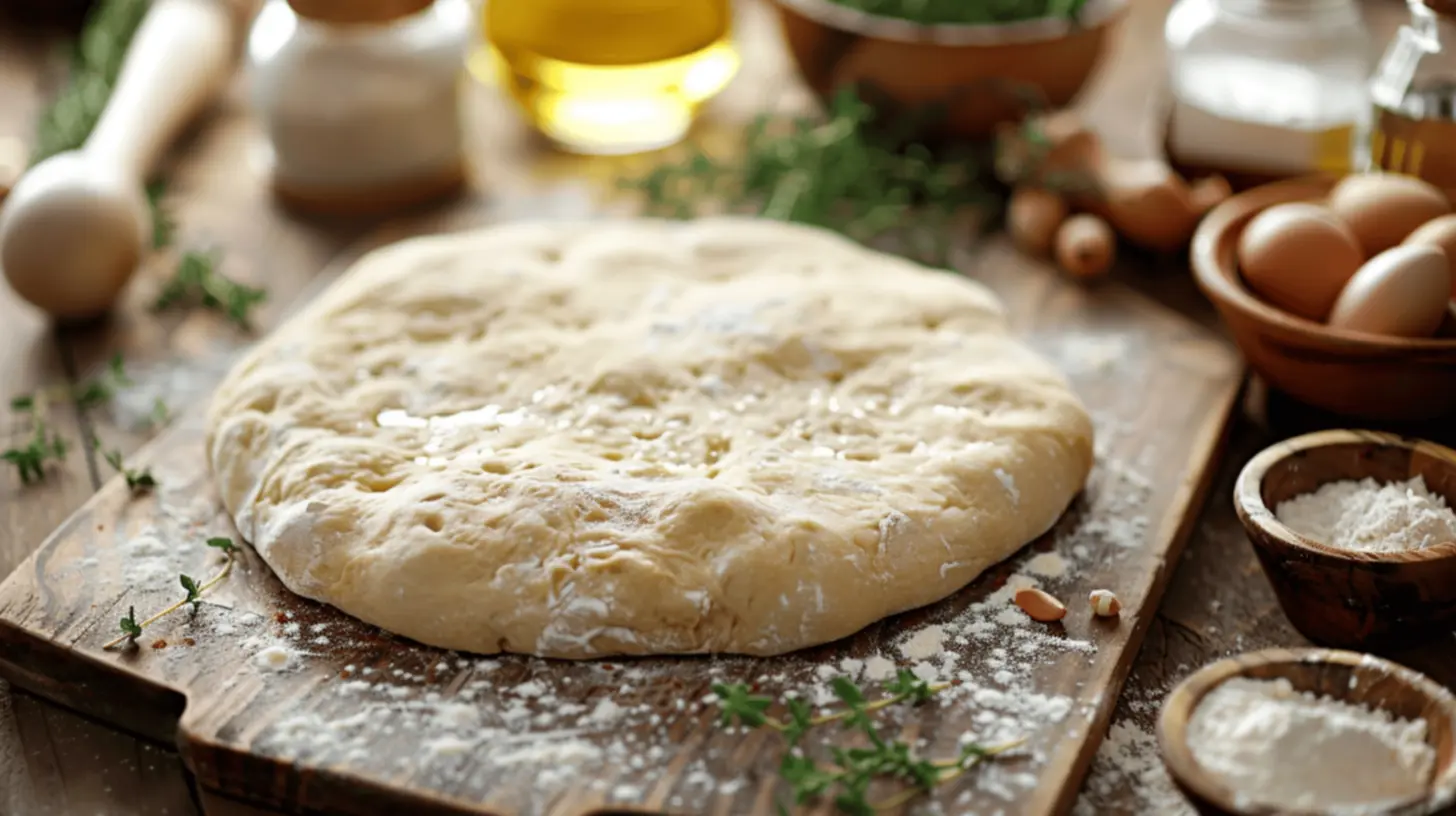 Massa de pizza tradicional pronta para ser assada