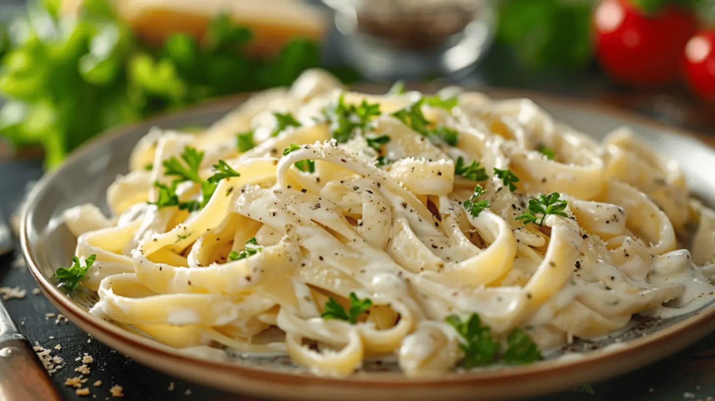 Macarrão ao molho branco com queijo parmesão