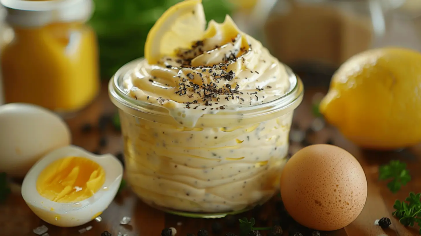 Maionese caseira com ingredientes frescos