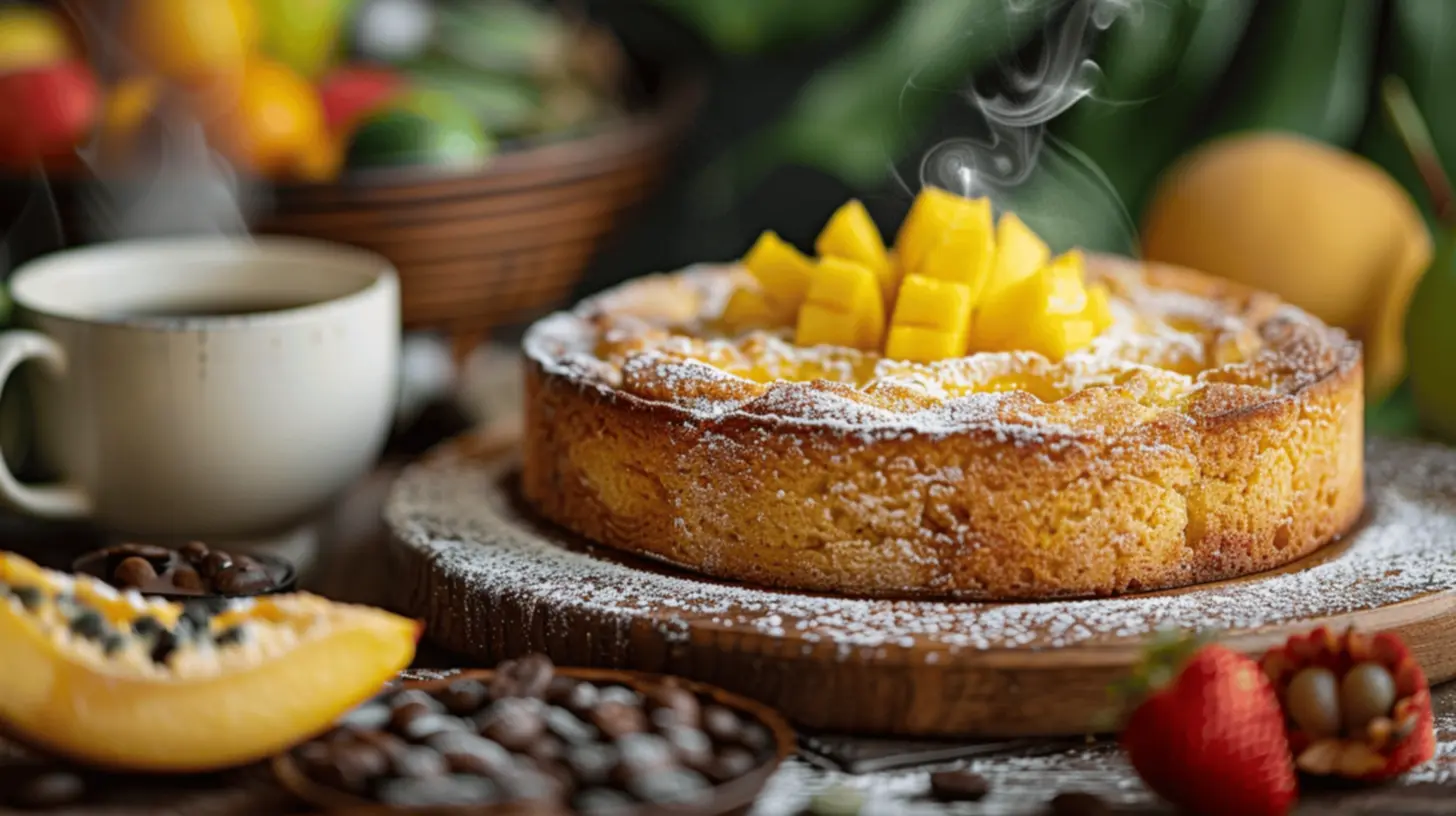 Bolo de mandioca assando no forno