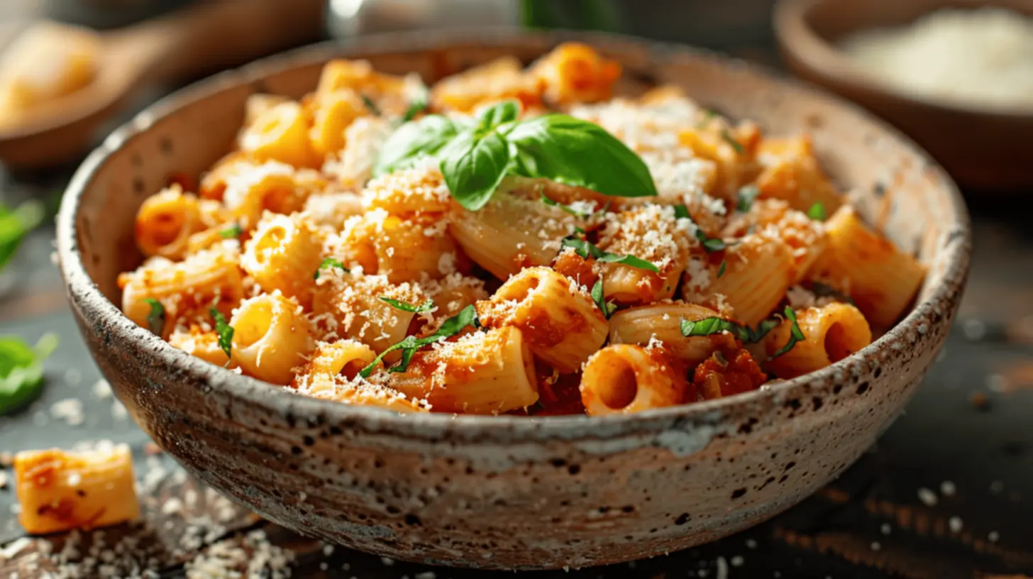 Deliciosa macarronada com queijo parmesão