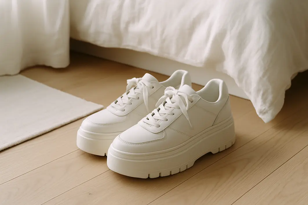 Tênis branco plataforma: o toque moderno que transforma seu look Tênis branco plataforma: modelos estilosos para elevar o look