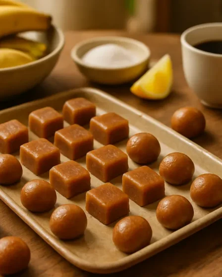 Bala de banana caseira fácil e macia pronta em 40 minutos Bala de banana caseira fácil e macia pronta em 40 minutos