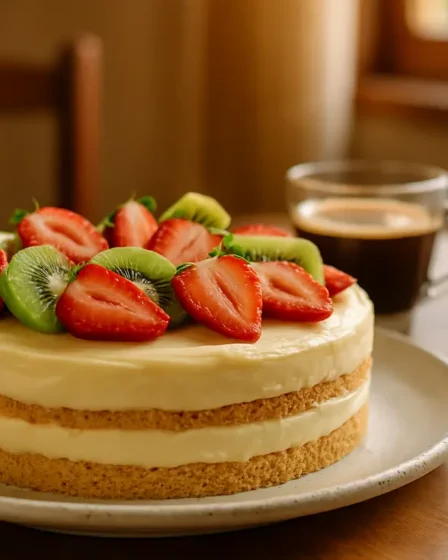 Torta com biscoito de maizena sem forno fácil e cremosa Torta com biscoito de maizena sem forno fácil e cremosa