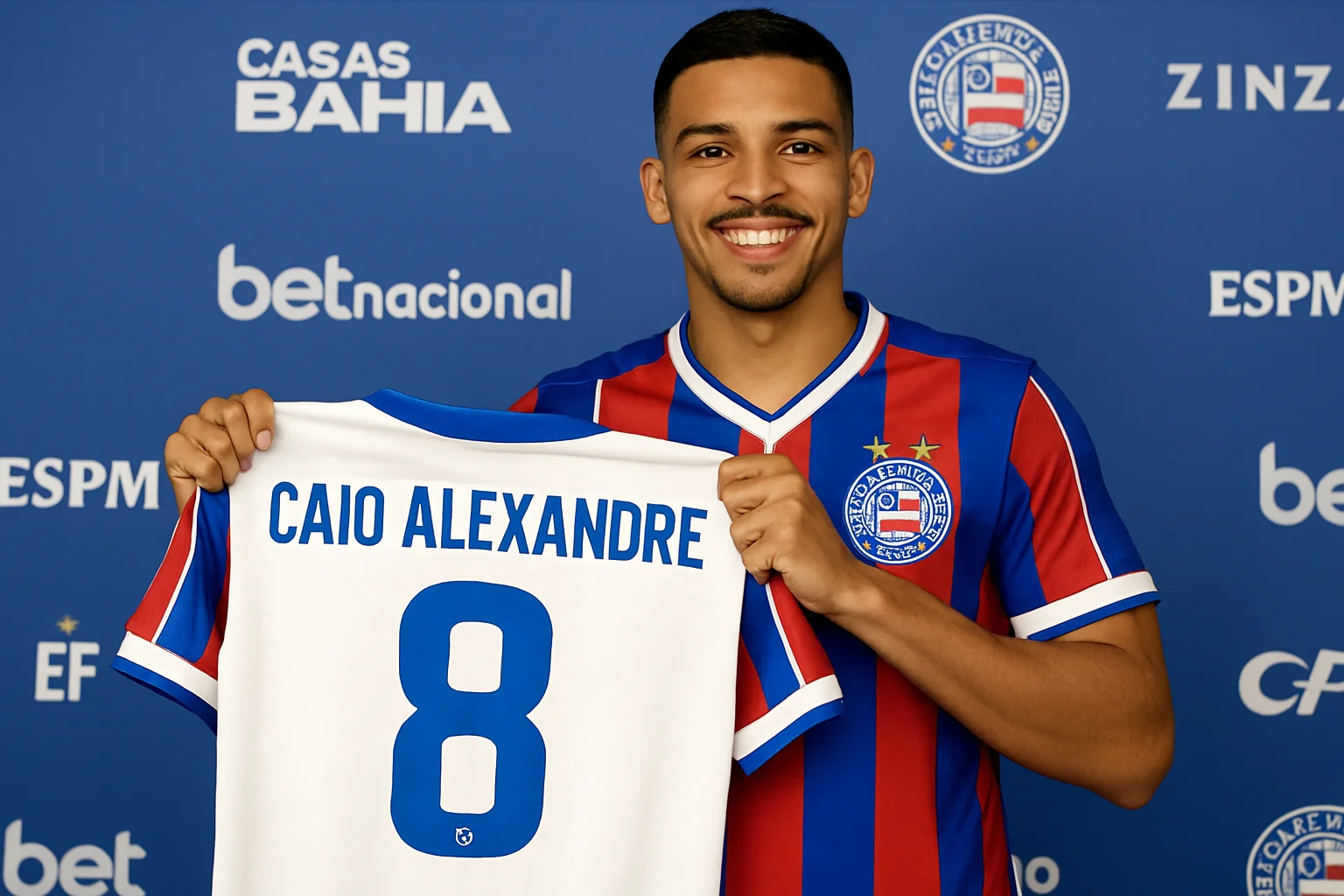 Caio Alexandre assume camisa 8 do Bahia após saída de Cauly no meio-campo Imagem de Caio Alexandre assumindo camisa 8 do Bahia após saída de Cauly no meio-campo.