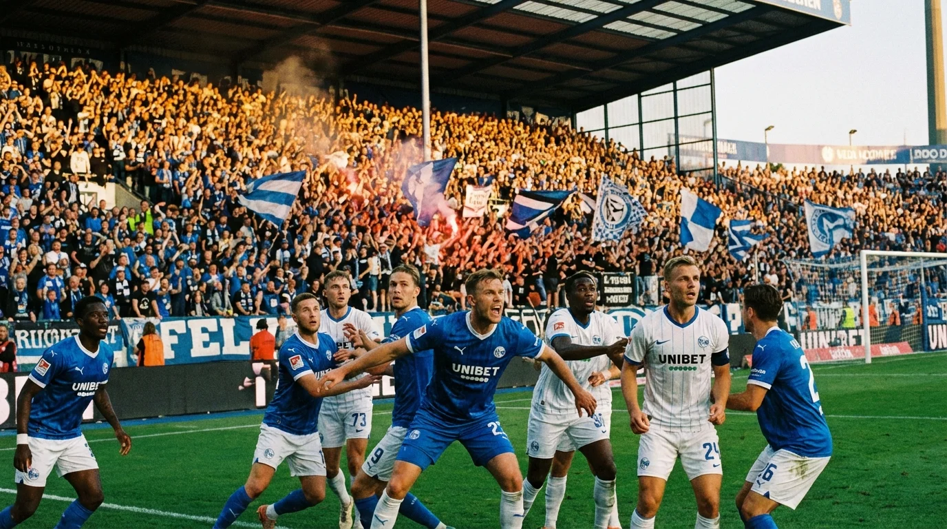 Bahia empata com Jacuipense em casa após abrir vantagem de dois gols Estádio de futebol com torcedores azul e branco vibrando durante um jogo entre Bahia e Jacuipense