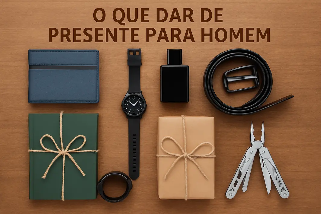 O que dar de presente para homem: Sugestões por estilo e perfil Mãos masculinas ajustando delicadamente laço em embalagem de presente de papel kraft