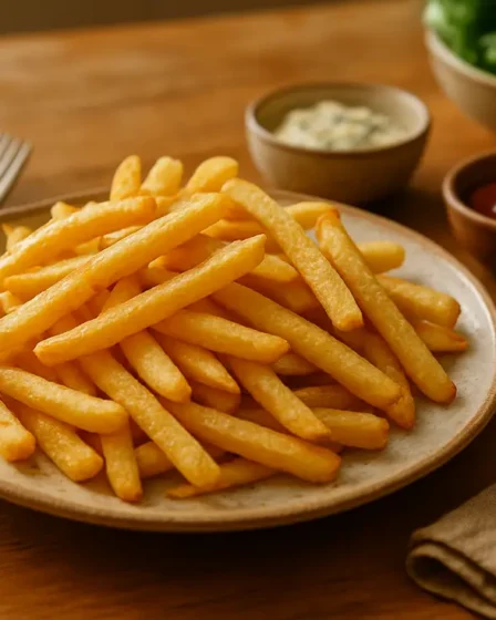 Porção de batata frita crocante e sequinha para o dia a dia Porção de batata frita crocante e sequinha para o dia a dia