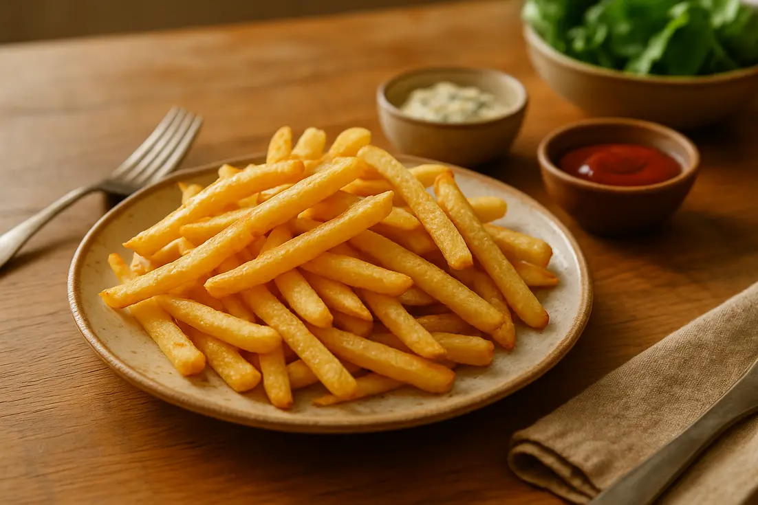Porção de batata frita crocante e sequinha para o dia a dia Porção de batata frita crocante e sequinha para o dia a dia