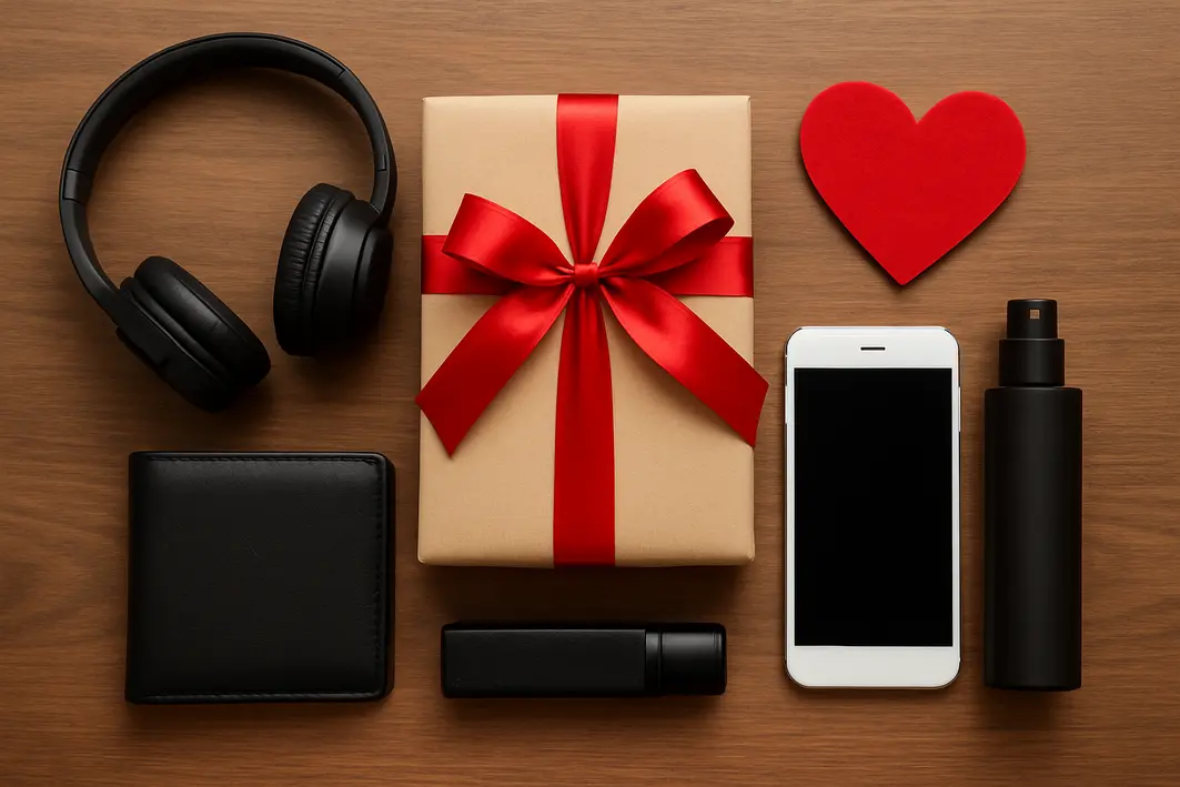 Sugestão de presente para namorado em qualquer ocasião Mãos femininas organizando cartão em envelope sobre mesa de madeira clara