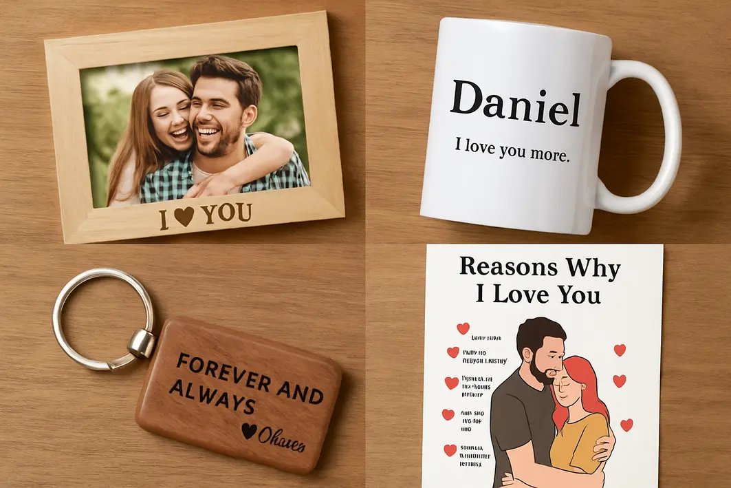 Ideias de presente personalizado para namorado que marcam momentos Mãos femininas ajustando embalagem de presente artesanal em papel kraft com cordão