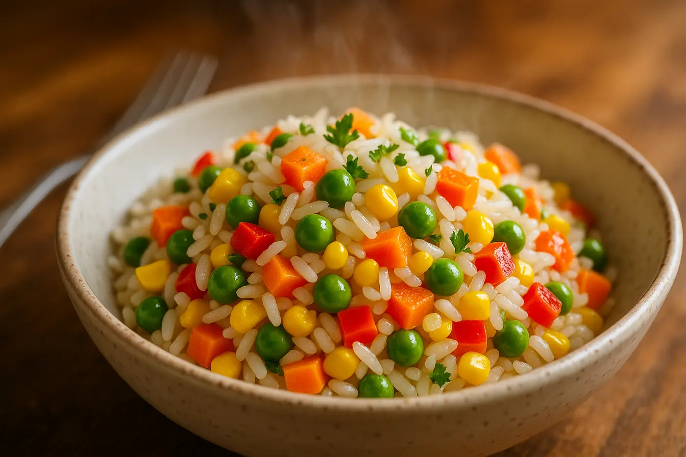 Arroz à grega festivo: colorido, soltinho e cheio de sabor Arroz à grega festivo: colorido, soltinho e cheio de sabor