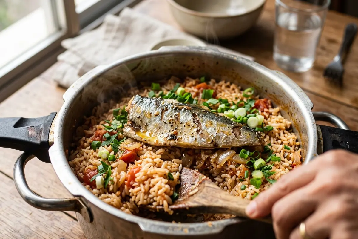 Segredo do Arroz com sardinha de panela de pressão solto e sem erro Segredo do Arroz com sardinha de panela de pressão solto e sem erro