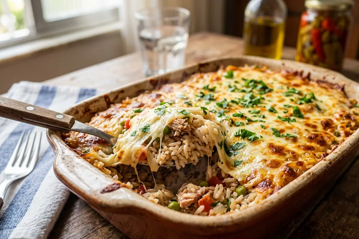 Arroz de forno com atum em lata o truque do parmesão para gratinar sem erro Arroz de forno com atum em lata o truque do parmesão para gratinar sem erro