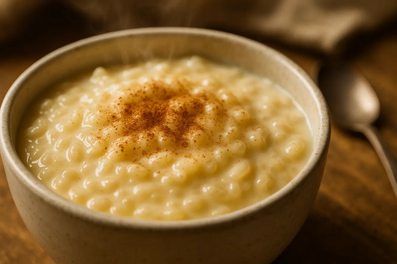 Arroz doce cremoso de vó: o toque de canela que aquece o coração Arroz doce cremoso de vó: o toque de canela que aquece o coração