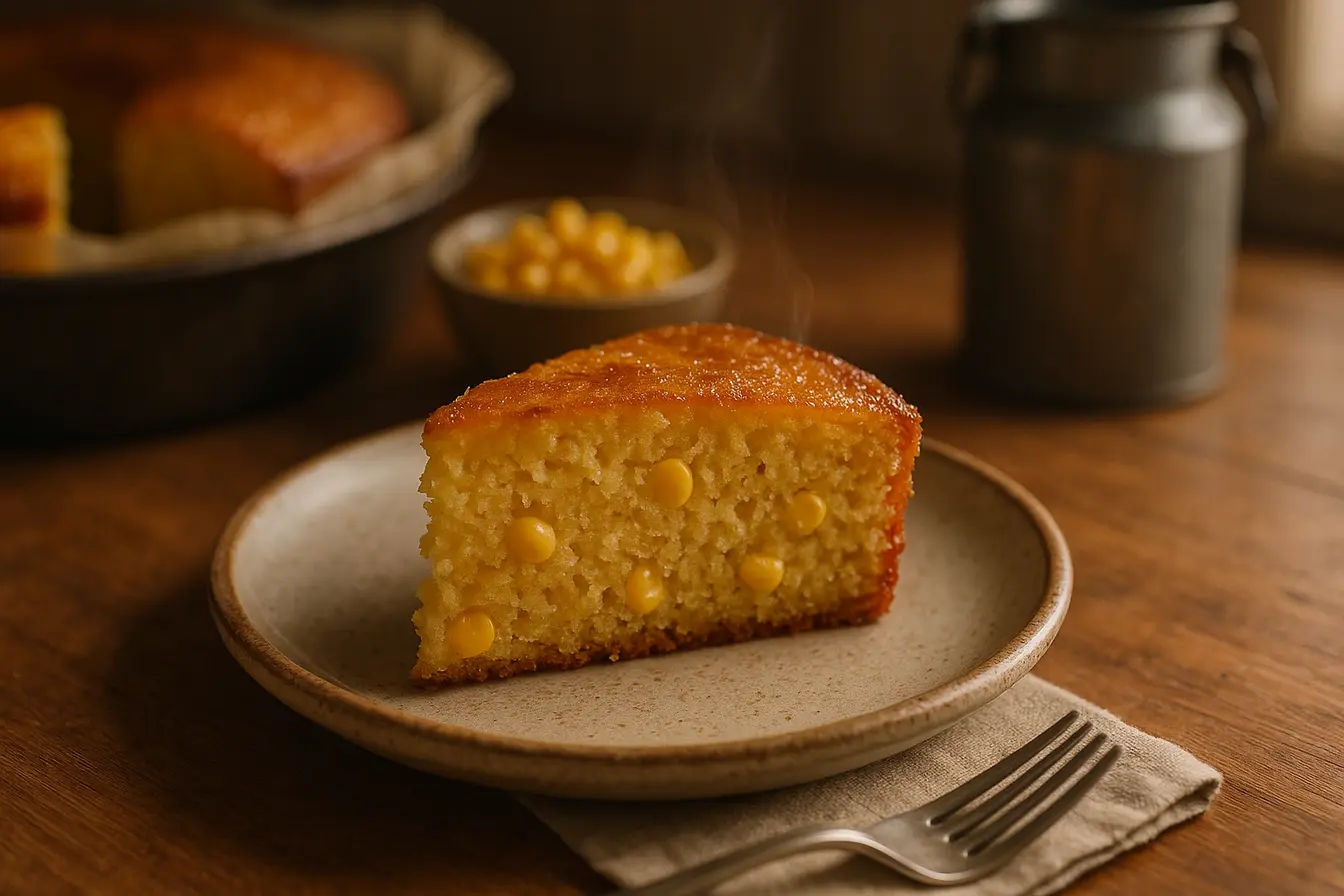 Bolo de milho de latinha prático e macio para o café da tarde Bolo de milho de latinha prático e macio para o café da tarde